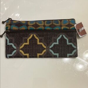 Maruca Brown Geometric Pattern zipper pouch